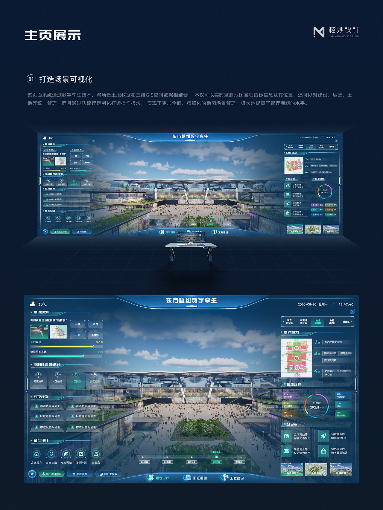 🌏 东方枢纽孪生大屏 | 数据可视化