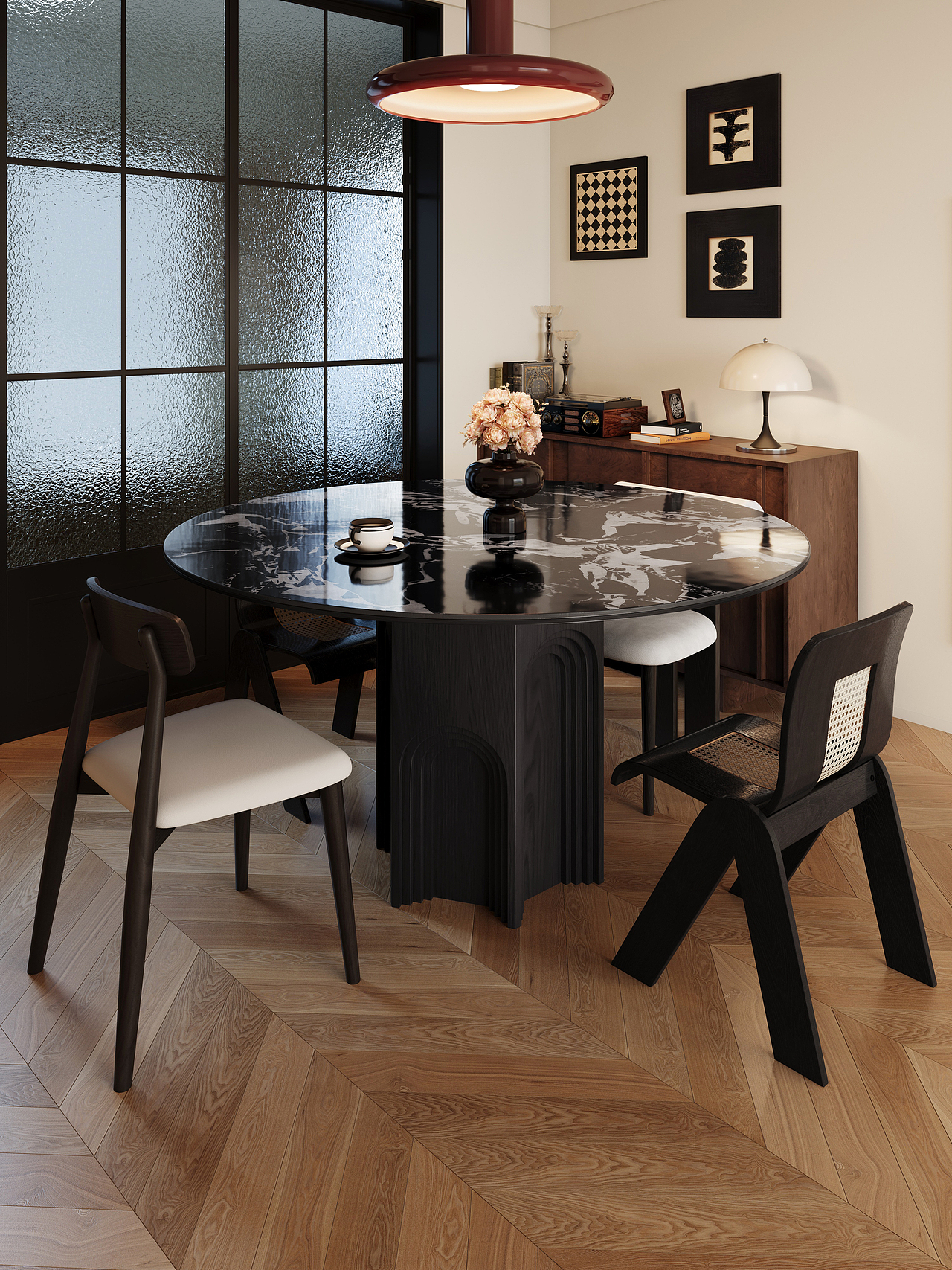 超有感觉的黑色圆餐桌~赞赞赞