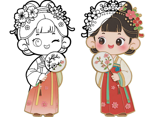 金兰之契闺蜜姐妹汉服文创冰箱贴