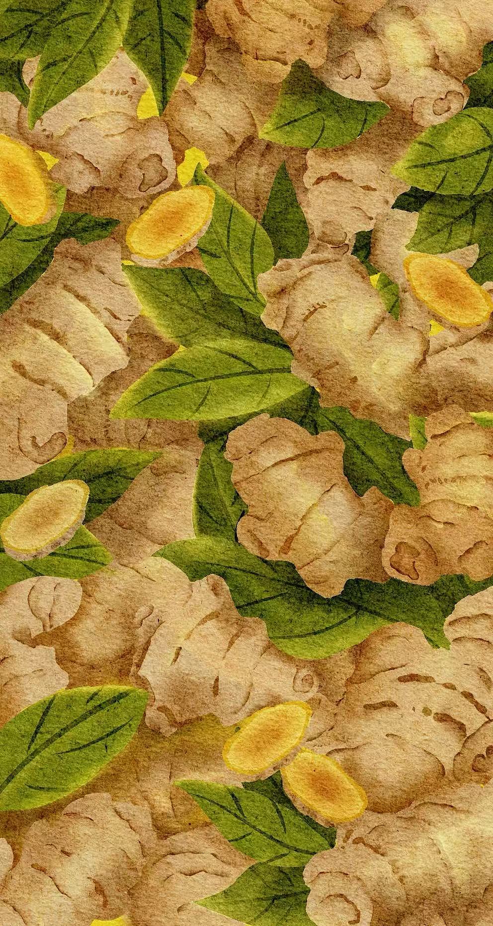 手绘 老黄姜洗发水瓶贴