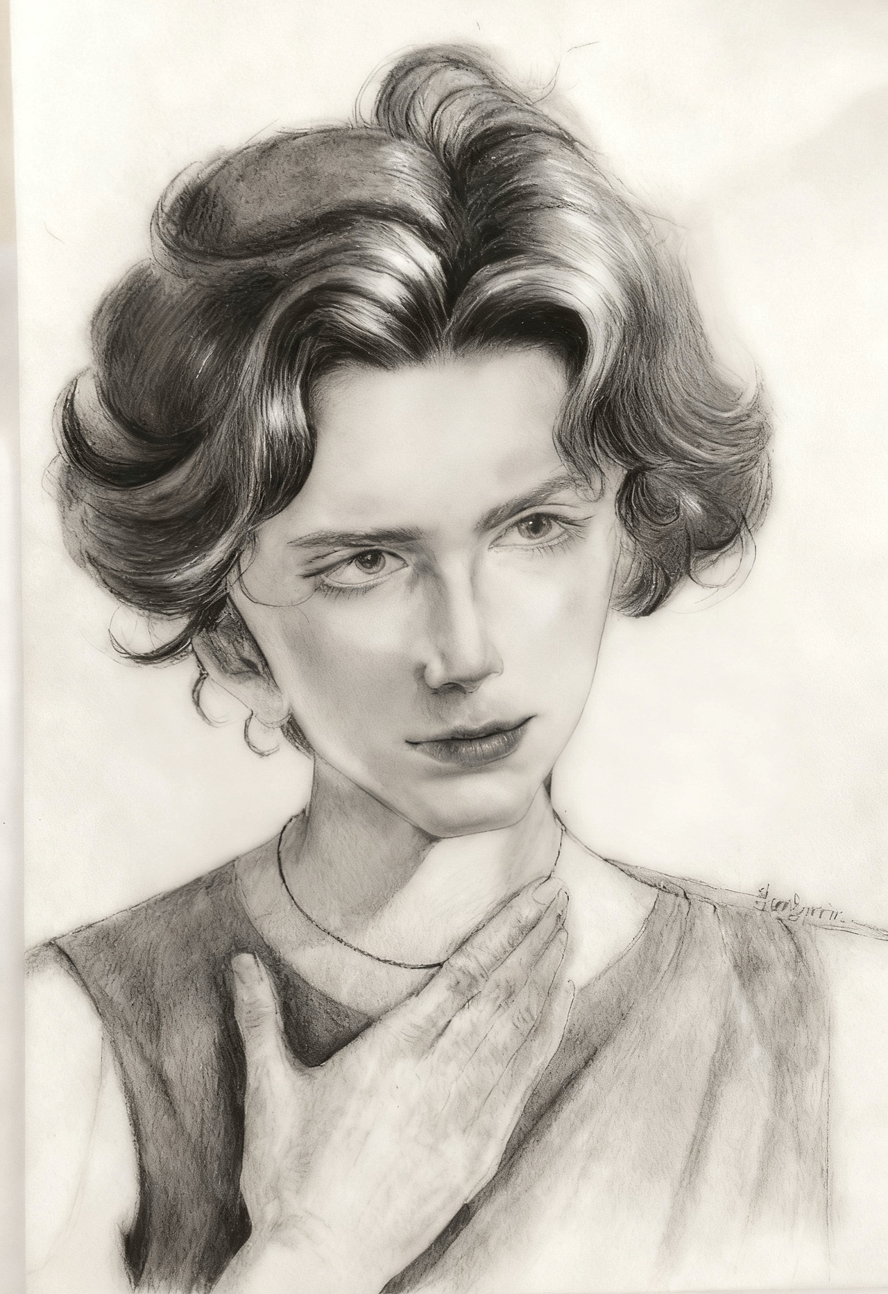 唯美人物肖像素描