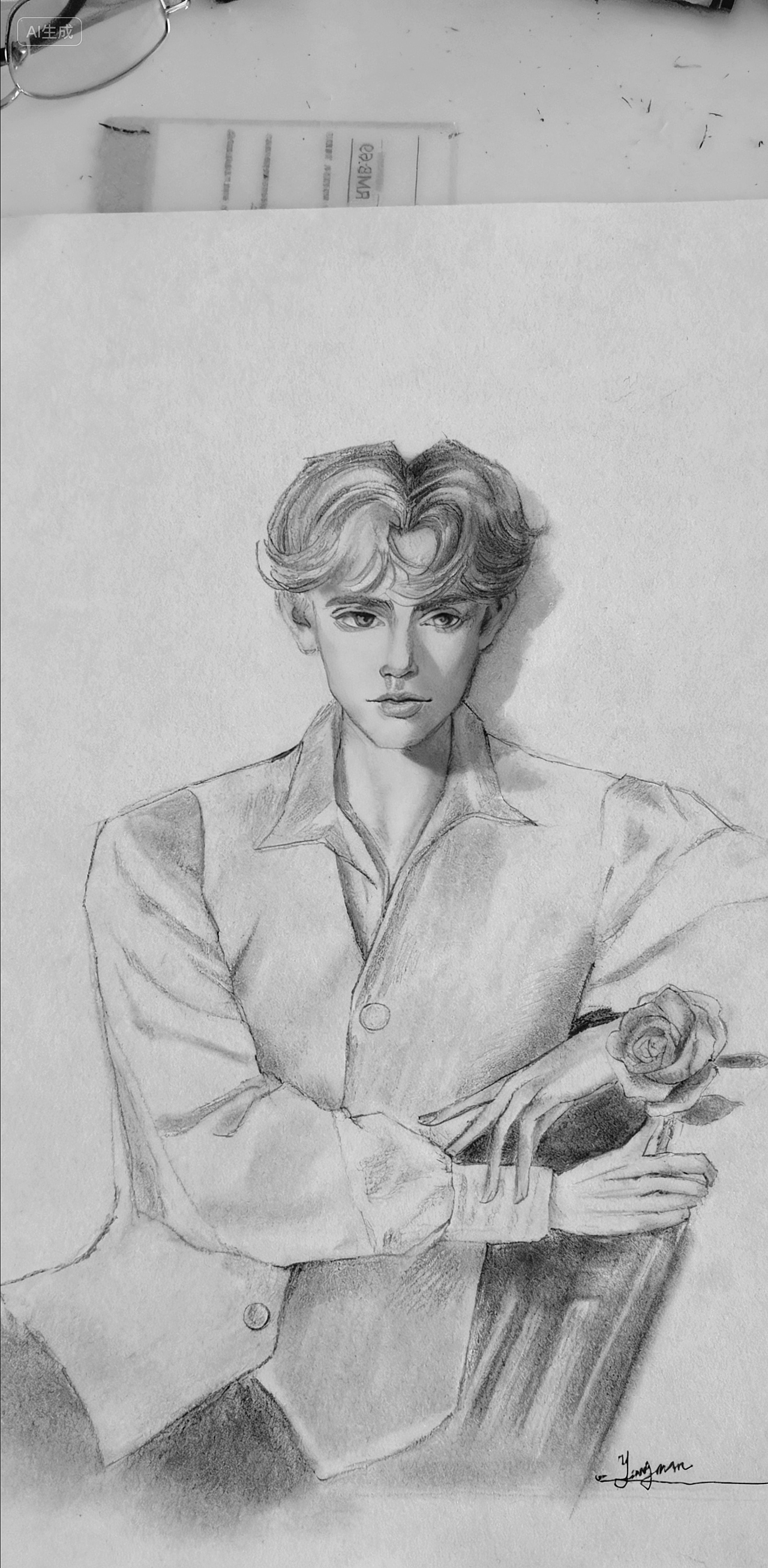 唯美人物肖像素描