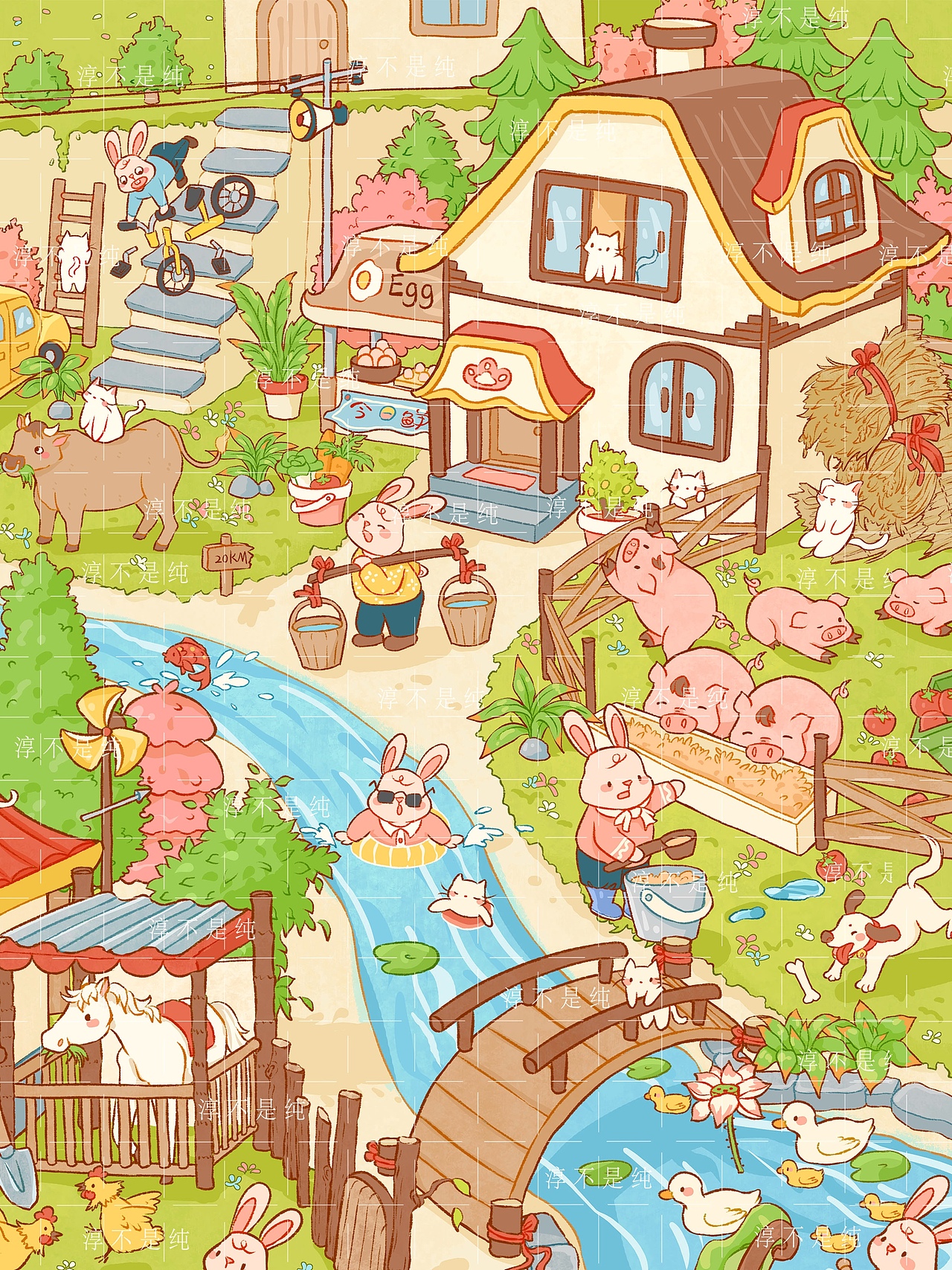 春日牧场（图ZMzk3MjI4NDM2） - 商业插画 - 站酷设计师淳不是纯原创素材 - 站酷ZCOOL