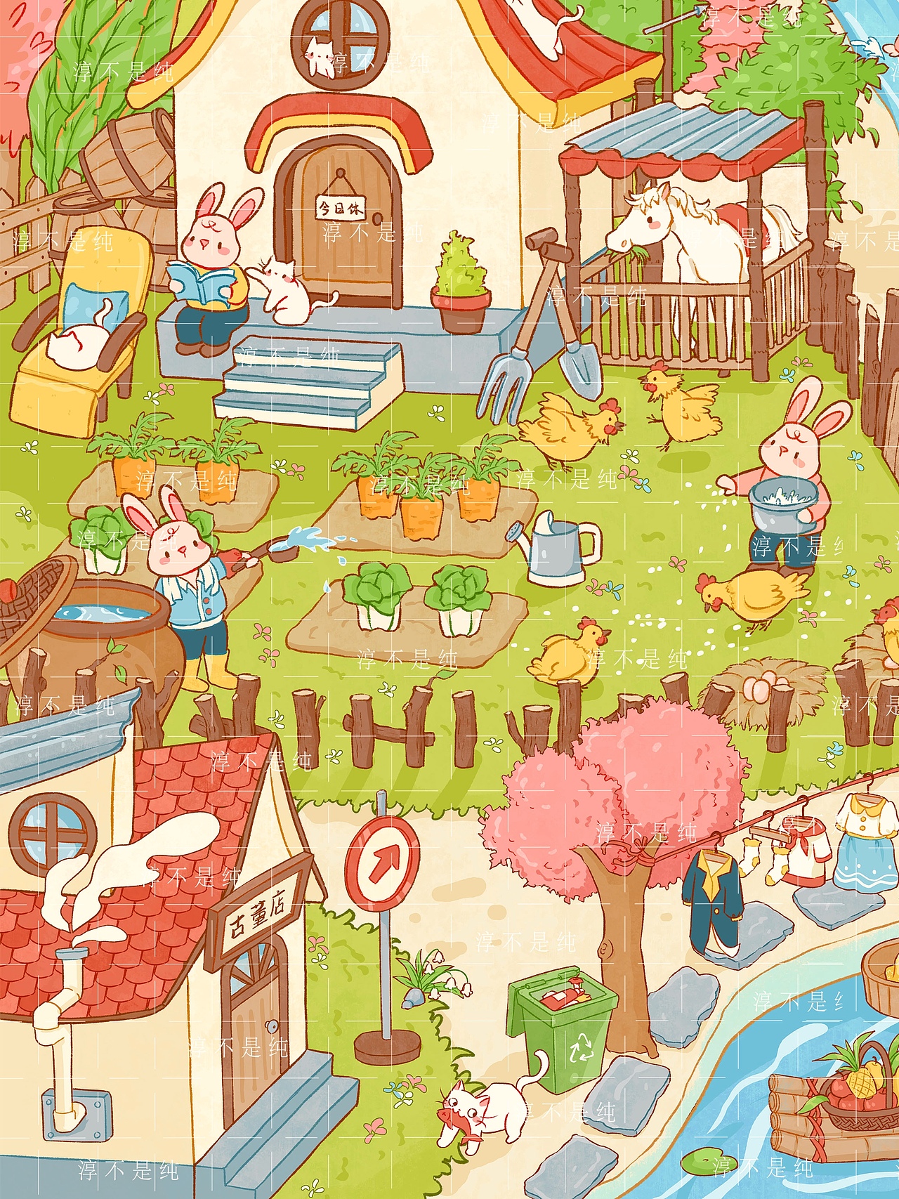 春日牧场（图ZMzk3MjI4NDQ0） - 商业插画 - 站酷设计师淳不是纯原创素材 - 站酷ZCOOL