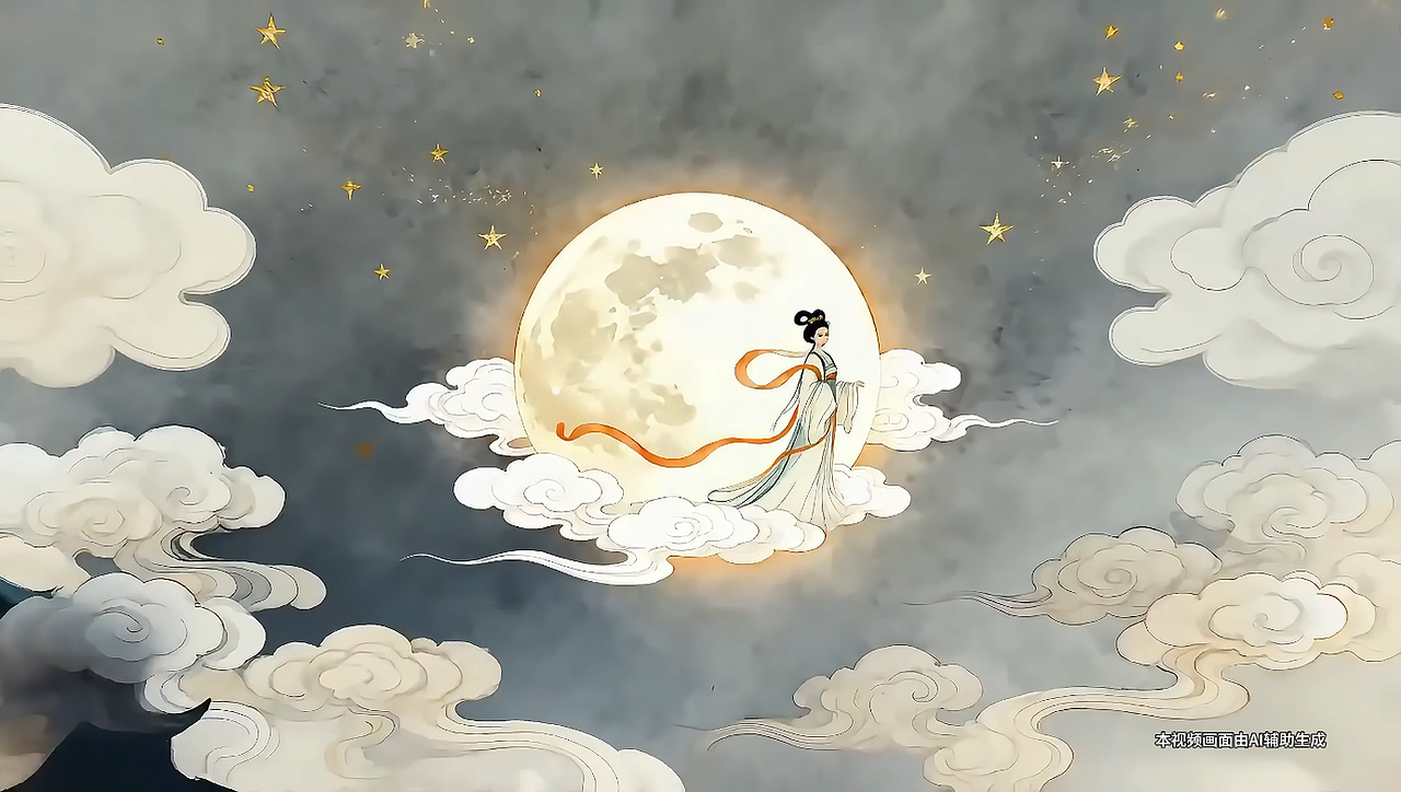 《中秋夜-嫦娥与月的诗画行》（图ZMzk3MjU2NDcy） - AI作品 - 站酷设计师木火映星原创素材 - 站酷ZCOOL