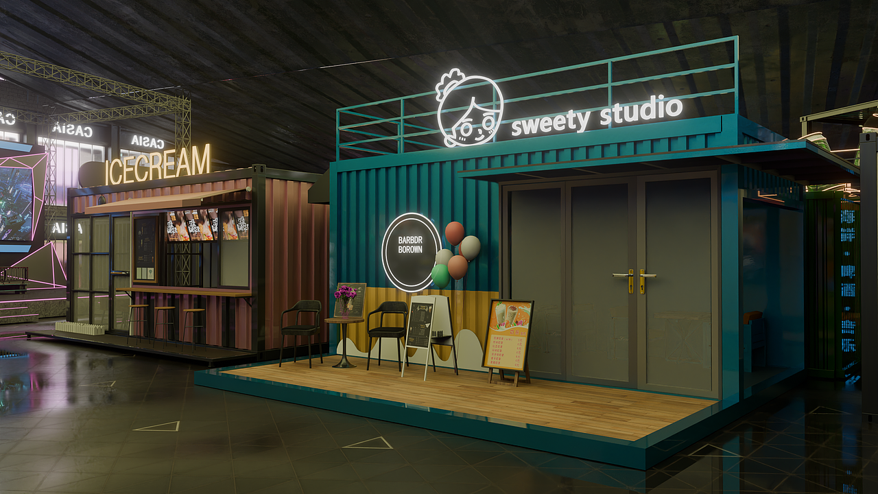 青华E城-商业街改造-夜晚场景-纯图片