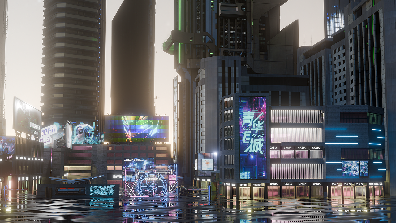 青华E城-商业街改造-夜晚场景-纯图片