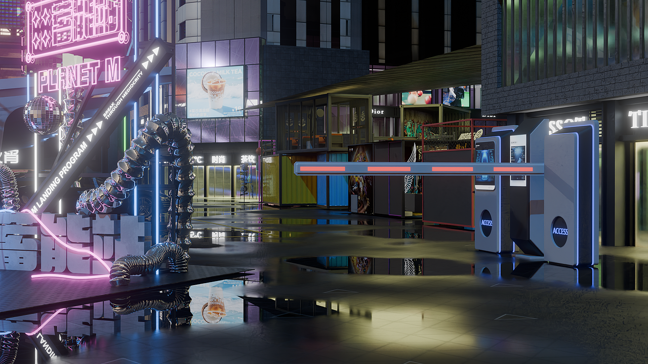 青华E城-商业街改造-夜晚场景-纯图片