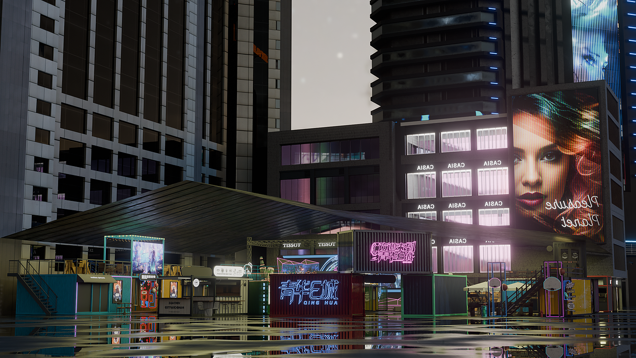 青华E城-商业街改造-夜晚场景-纯图片