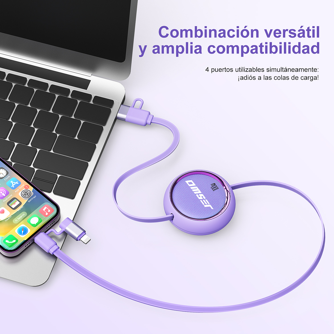 亚马逊二拖二伸缩充电线