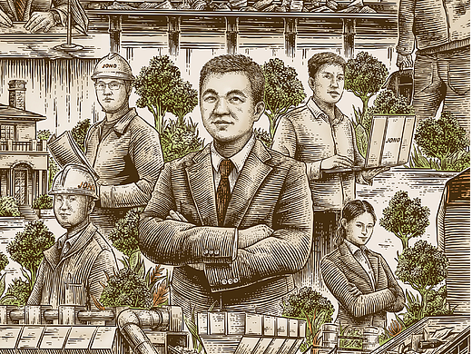 嘉诺企业发展史长卷插画
