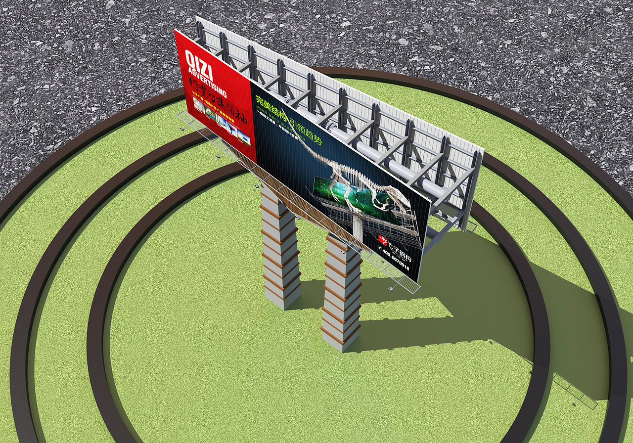 雙立柱高炮廣告牌（圖ZMzk3Mjk4OTQw） - 建筑/空間 - 站酷設計師外觀造型設計原創(chuàng)素材 - 站酷ZCOOL