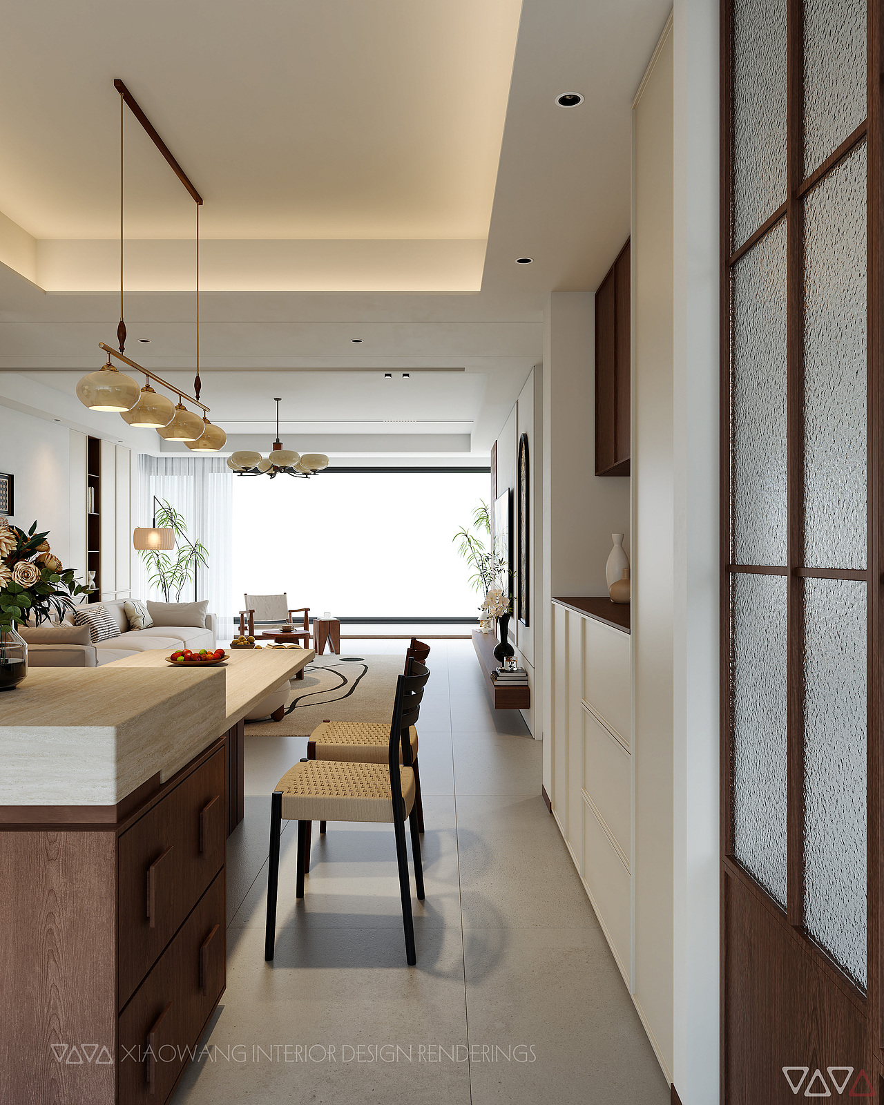 新中式 宋式 客餐厅效果图（图ZMzk3MzQ0ODY4） - 家装设计 - 站酷设计师地平线室内效果图原创素材 - 站酷ZCOOL