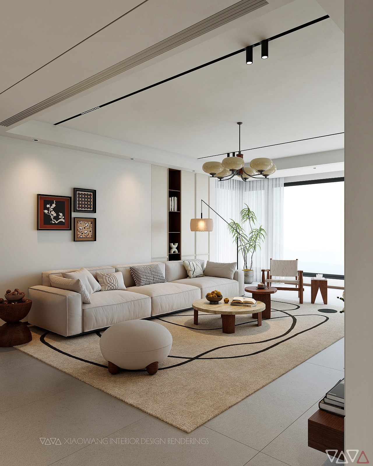 新中式 宋式 客餐厅效果图（图ZMzk3MzQ0ODQ4） - 家装设计 - 站酷设计师地平线室内效果图原创素材 - 站酷ZCOOL