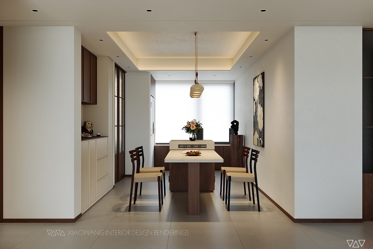 新中式 宋式 客餐厅效果图（图ZMzk3MzQ0ODcy） - 家装设计 - 站酷设计师地平线室内效果图原创素材 - 站酷ZCOOL