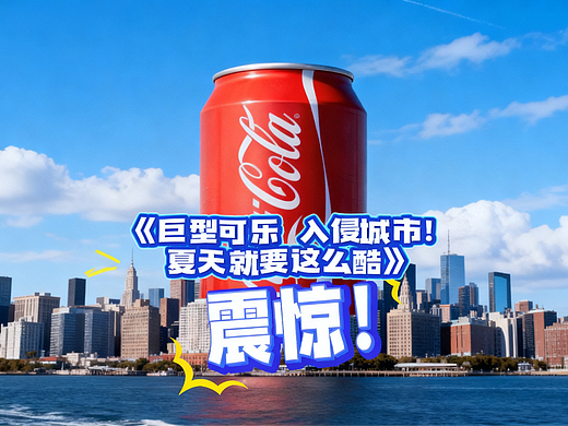《巨型可乐 “入侵” 城市！夏天就要这么酷》