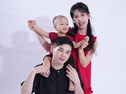 温馨一家三口，全家福写真