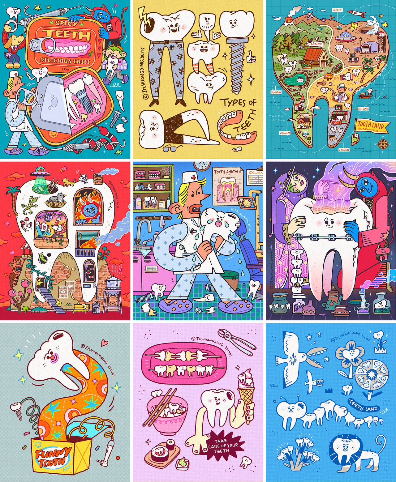 坏牙大王-画下你的那颗蛀牙. 合辑之四（图ZMzk3MzgxNTg0） - 新锐潮流插画 - 站酷设计师丁几huangding原创素材 - 站酷ZCOOL