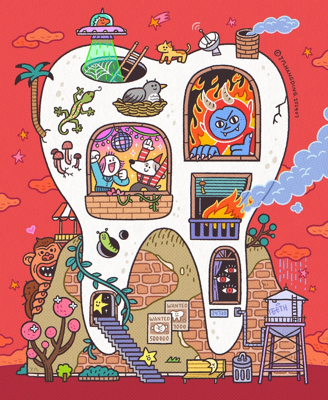 坏牙大王-画下你的那颗蛀牙. 合辑之四（图ZMzk3MzgzMDI0） - 新锐潮流插画 - 站酷设计师丁几huangding原创素材 - 站酷ZCOOL
