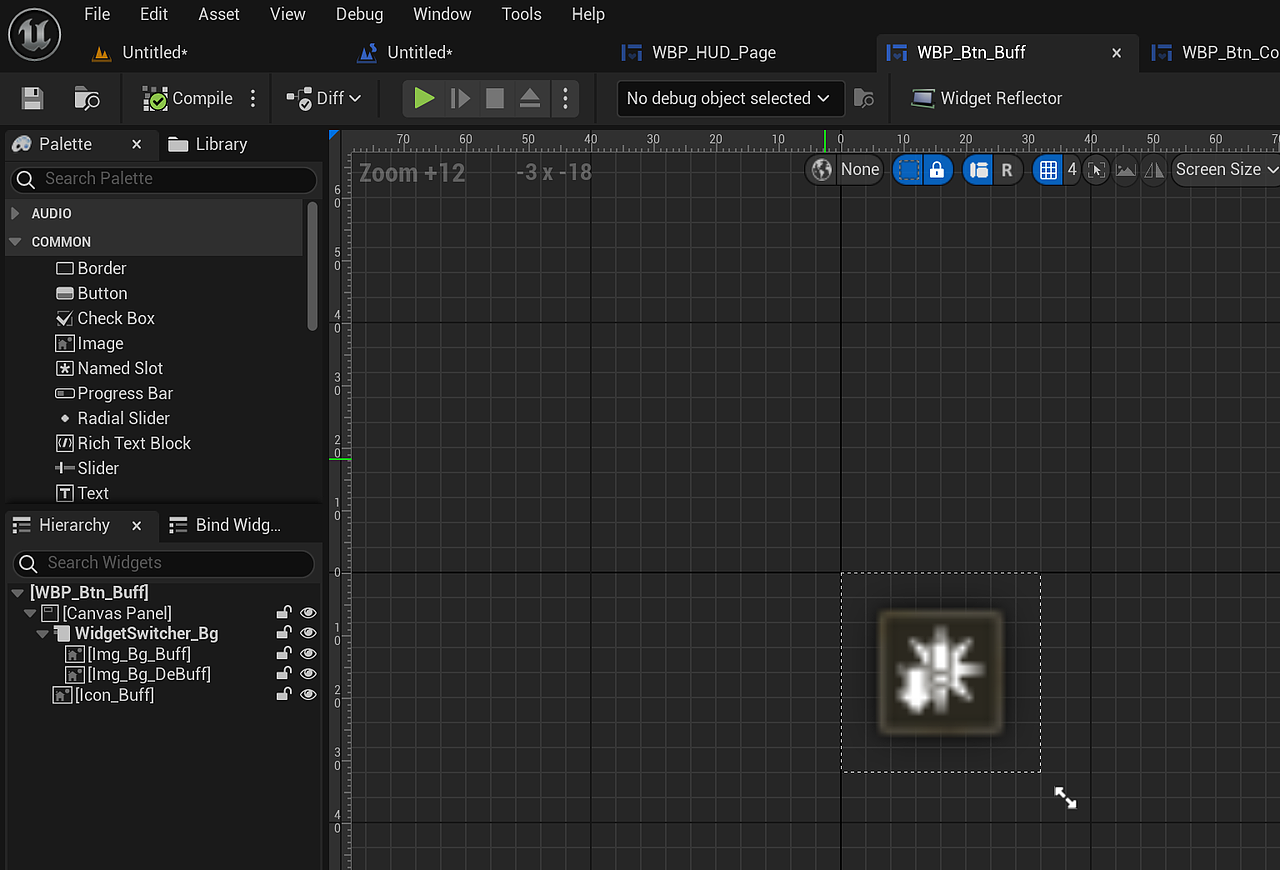 单个图标拎出来创建一个控件,在放入主HUD控件中,利于性能优化