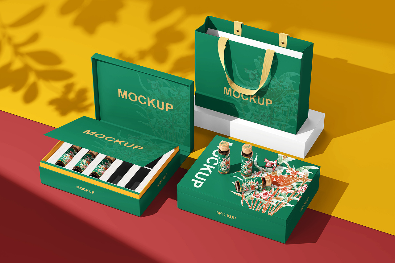 中国风礼盒样机口服液包装保健品包装样机（图ZMzk3Mzk2ODM2） - 包装 - 站酷设计师遇见吾桐原创素材 - 站酷ZCOOL