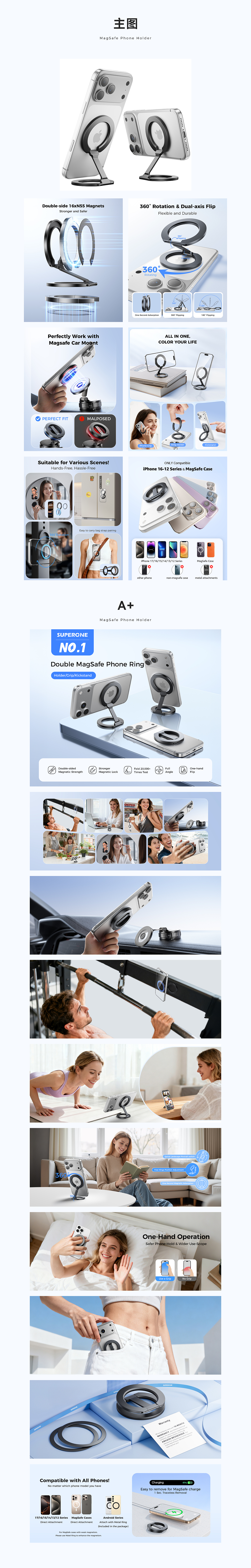 亚马逊主图、A+ Magsafe 手机支架