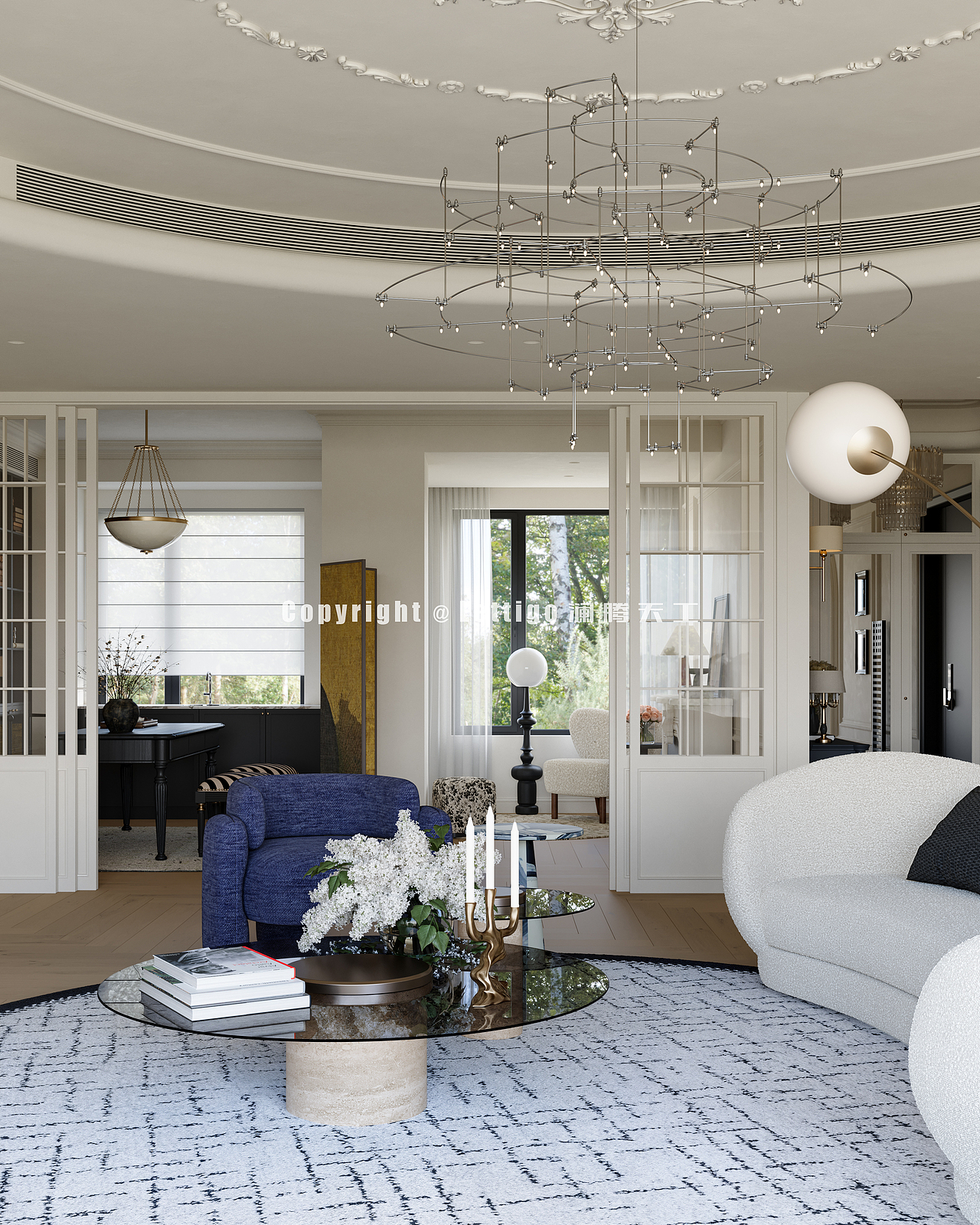 舒适与美感并存的法式轻奢大平层设计（图ZMzk3NDM0MTg0） - 家装设计 - 站酷设计师澜腾天工表现李工原创素材 - 站酷ZCOOL