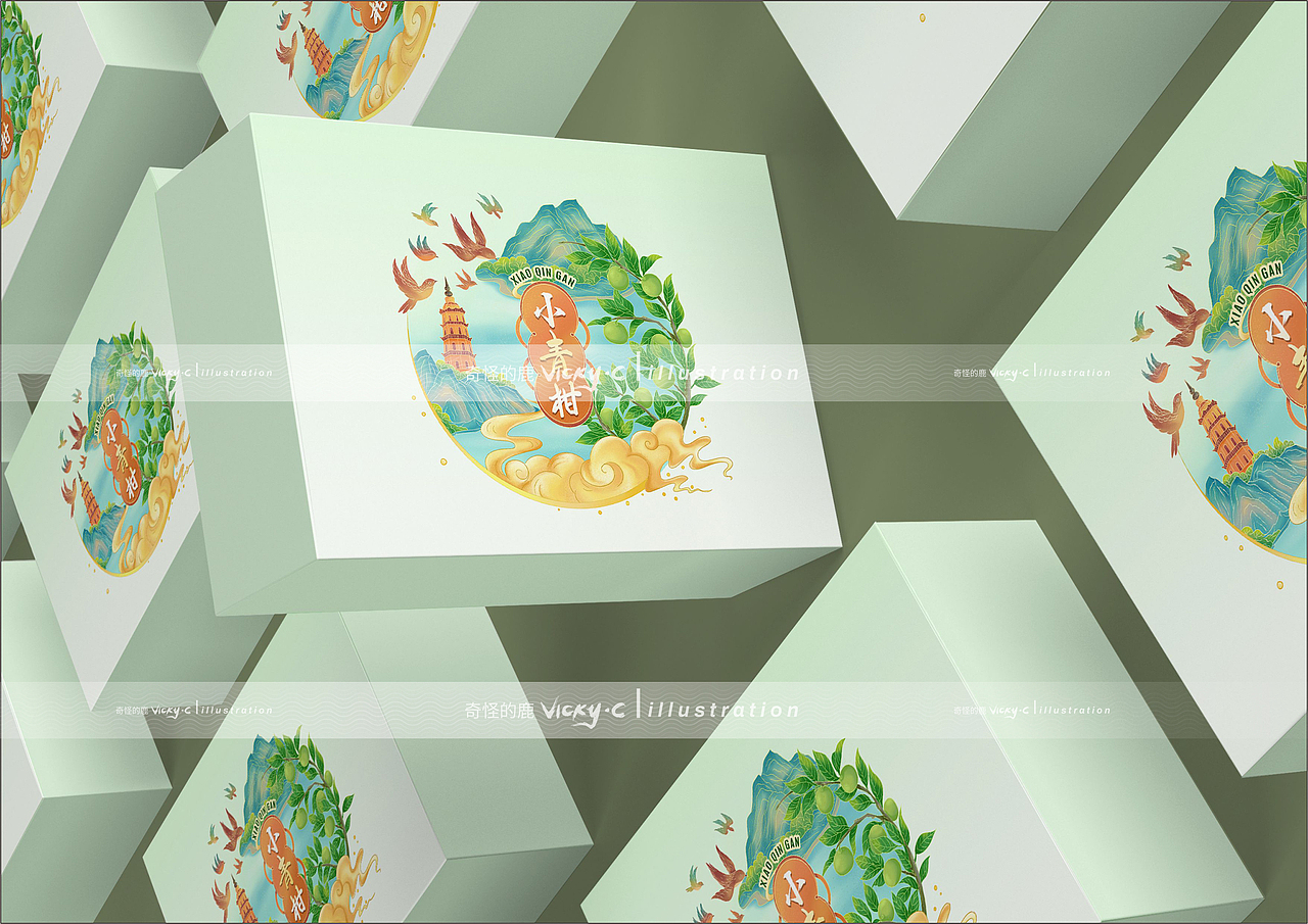 小青柑包装插画
