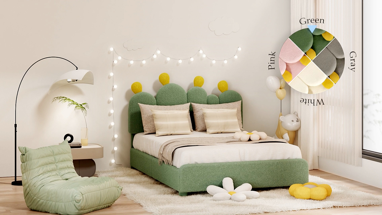 跨境软包仙人掌床展示动画（图ZMzk3NDY4NzE2） - 动画/影视 - 站酷设计师青玄C4D原创素材 - 站酷ZCOOL