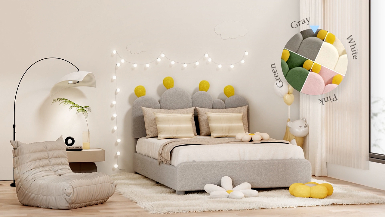 跨境软包仙人掌床展示动画（图ZMzk3NDY4NzIw） - 动画/影视 - 站酷设计师青玄C4D原创素材 - 站酷ZCOOL