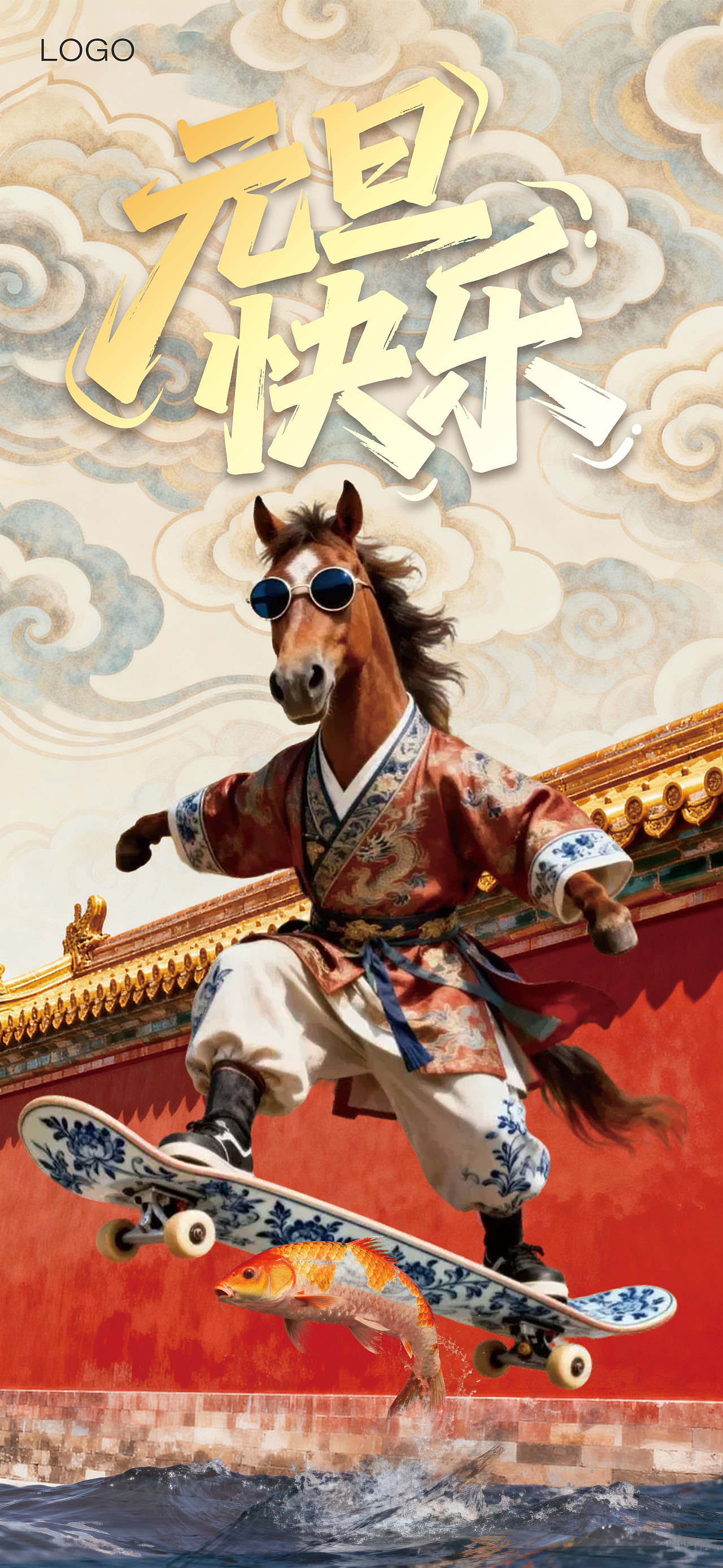 马年跨年元旦春节海报设计