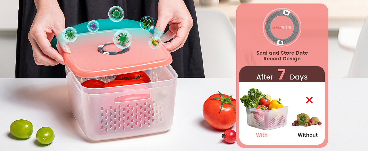 粉色日期码保鲜盒