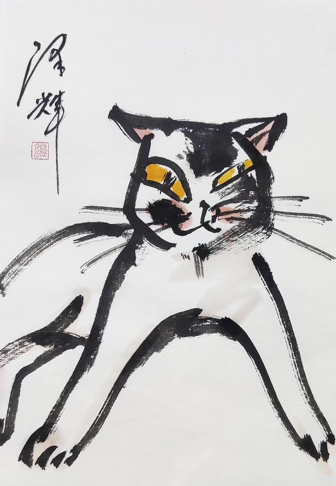 墨魂赋喵:温泽辉抽象画里的灵动与温暖