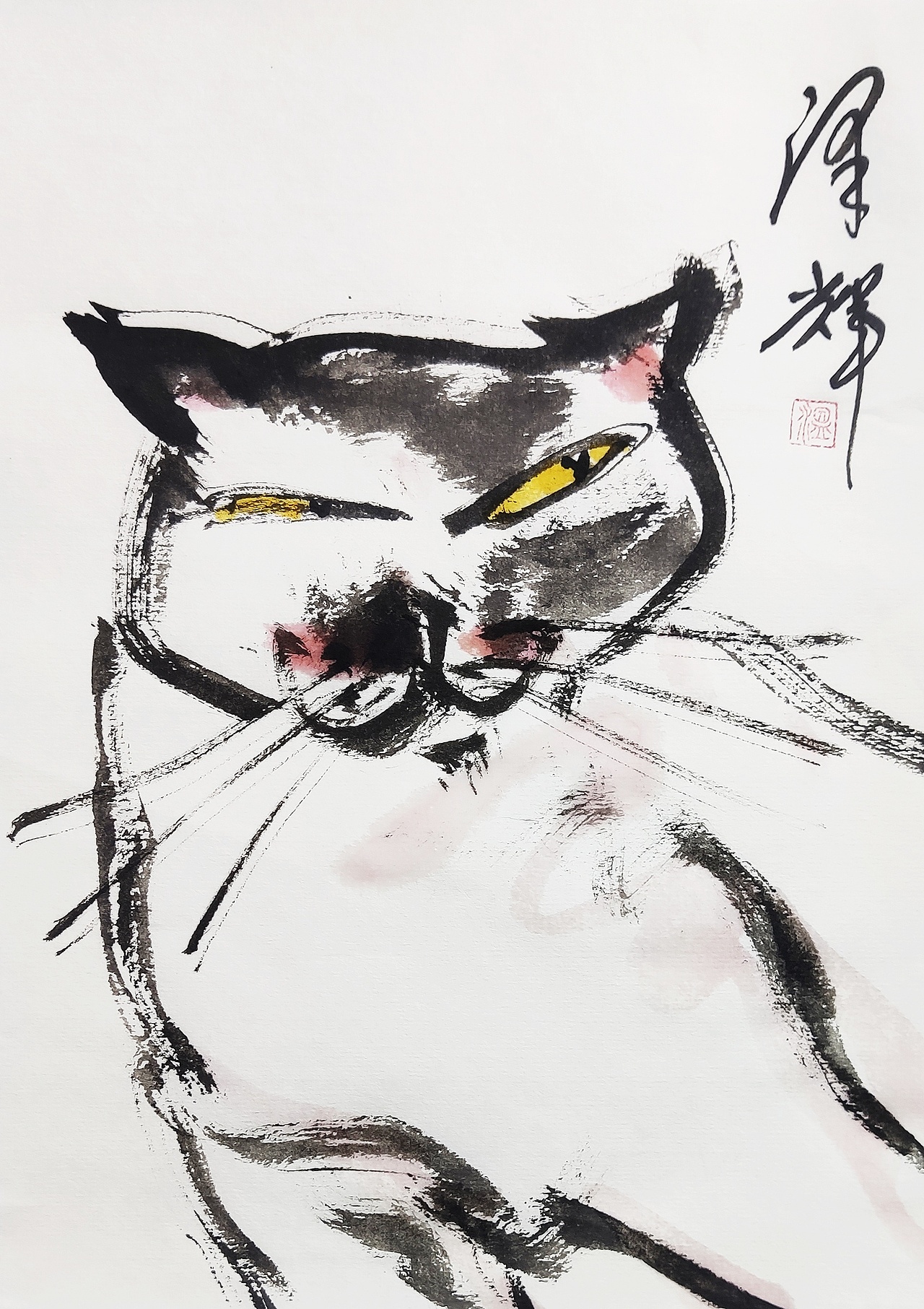 墨魂赋喵:温泽辉抽象画里的灵动与温暖