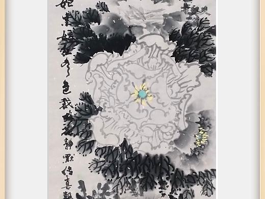水墨牡丹-国画家姚永丰-原创诗词国画静香