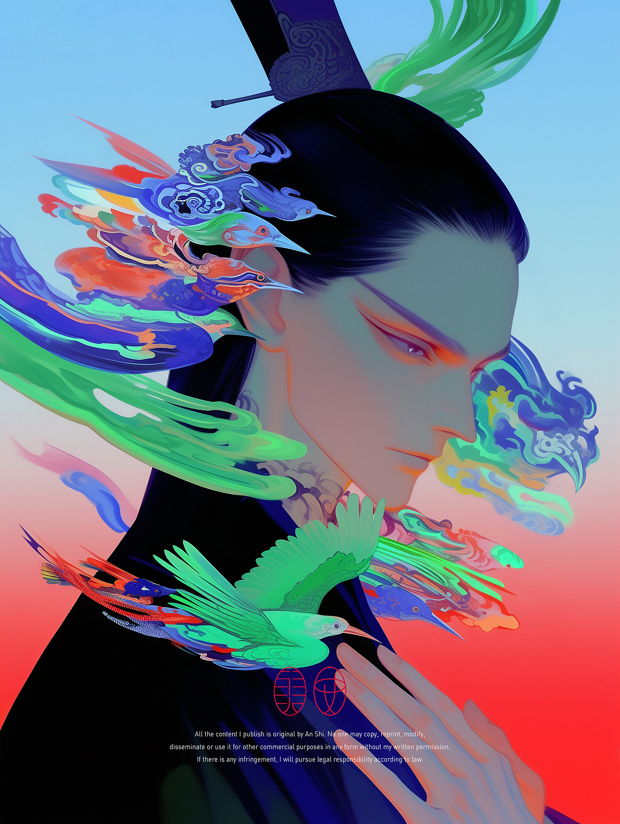 奇幻东方丨百鸟朝凤（图ZMzk3NjE1OTg4） - AI作品 - 站酷设计师安史原创素材 - 站酷ZCOOL