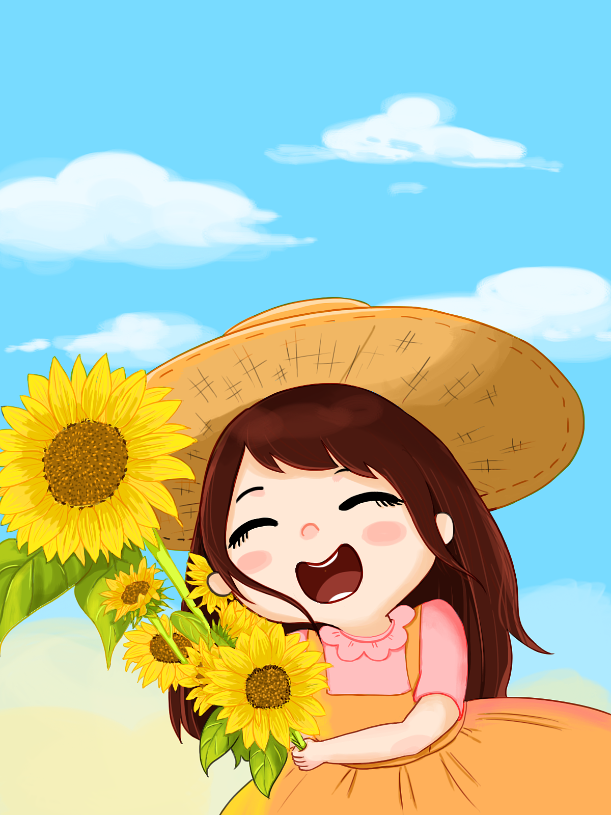 向日葵女孩（图ZMzk3NjI1MDIw） - 儿童插画 - 站酷设计师喵喵瞄原创素材 - 站酷ZCOOL