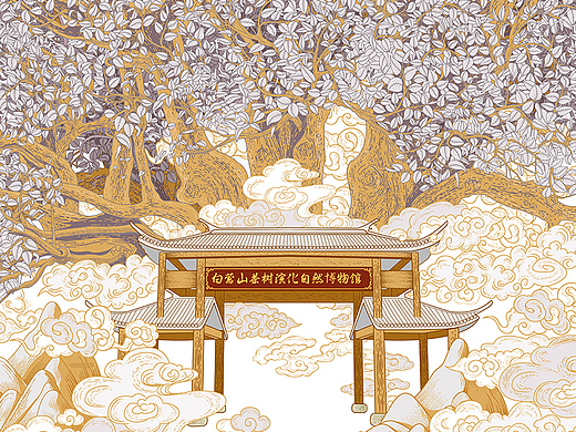 白莺山矢量插画