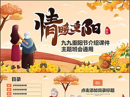秋季风格关爱老人九九重阳节活动策划PPT模板