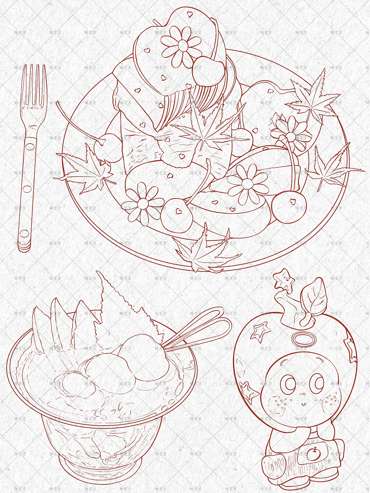 秋冬美食插画 | 手账风手帐| 小苹果星星人