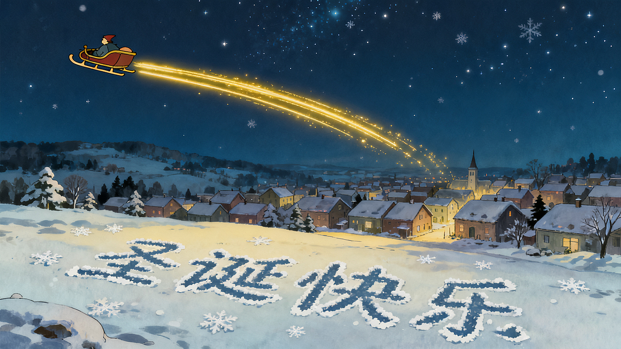 圣诞快乐 圣诞老人撒礼物