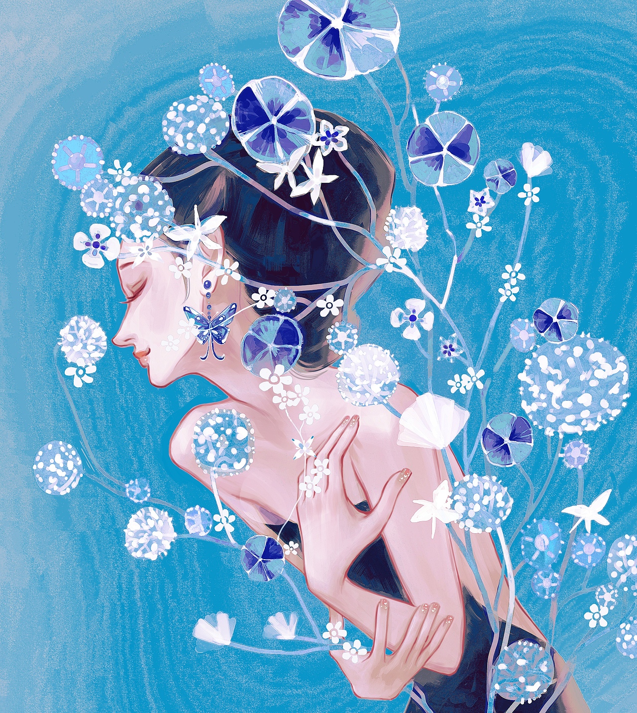 花与女孩系列插画（图ZMzk3NjcyMTMy） - 艺术插画 - 站酷设计师柿子葉原创素材 - 站酷ZCOOL