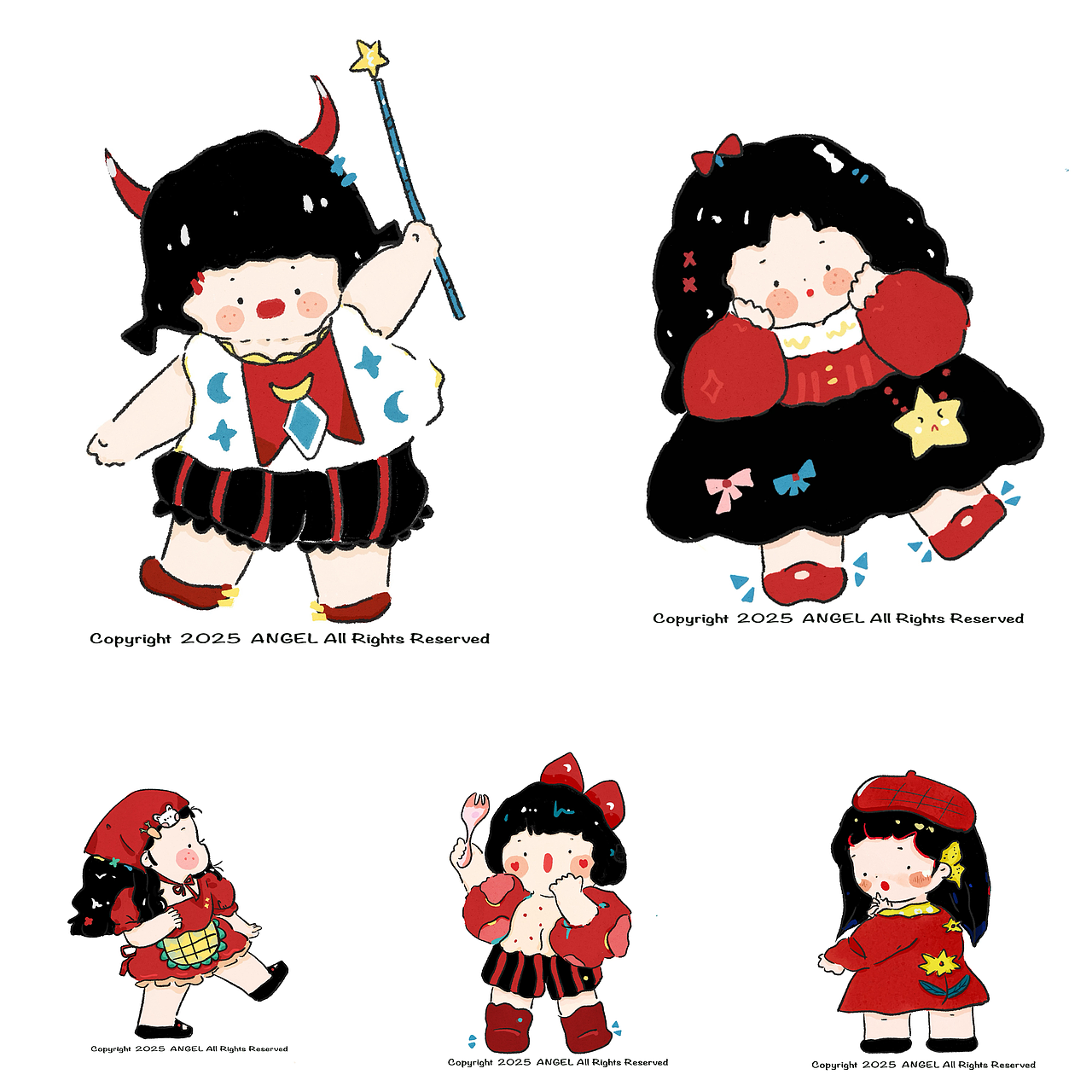 甜系小星球：五款治愈女孩合集（图ZMzk3NjgyMzg4） - 商业插画 - 站酷设计师双啊双啊原创素材 - 站酷ZCOOL