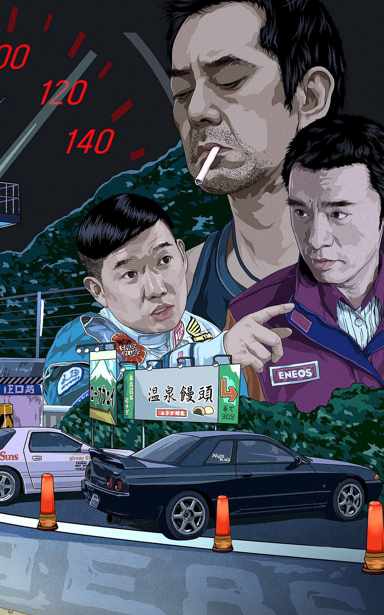 《头文字D》手绘插画海报（图ZMzk3NjgyNzA4） - 海报 - 站酷设计师ACEWORKS原创素材 - 站酷ZCOOL