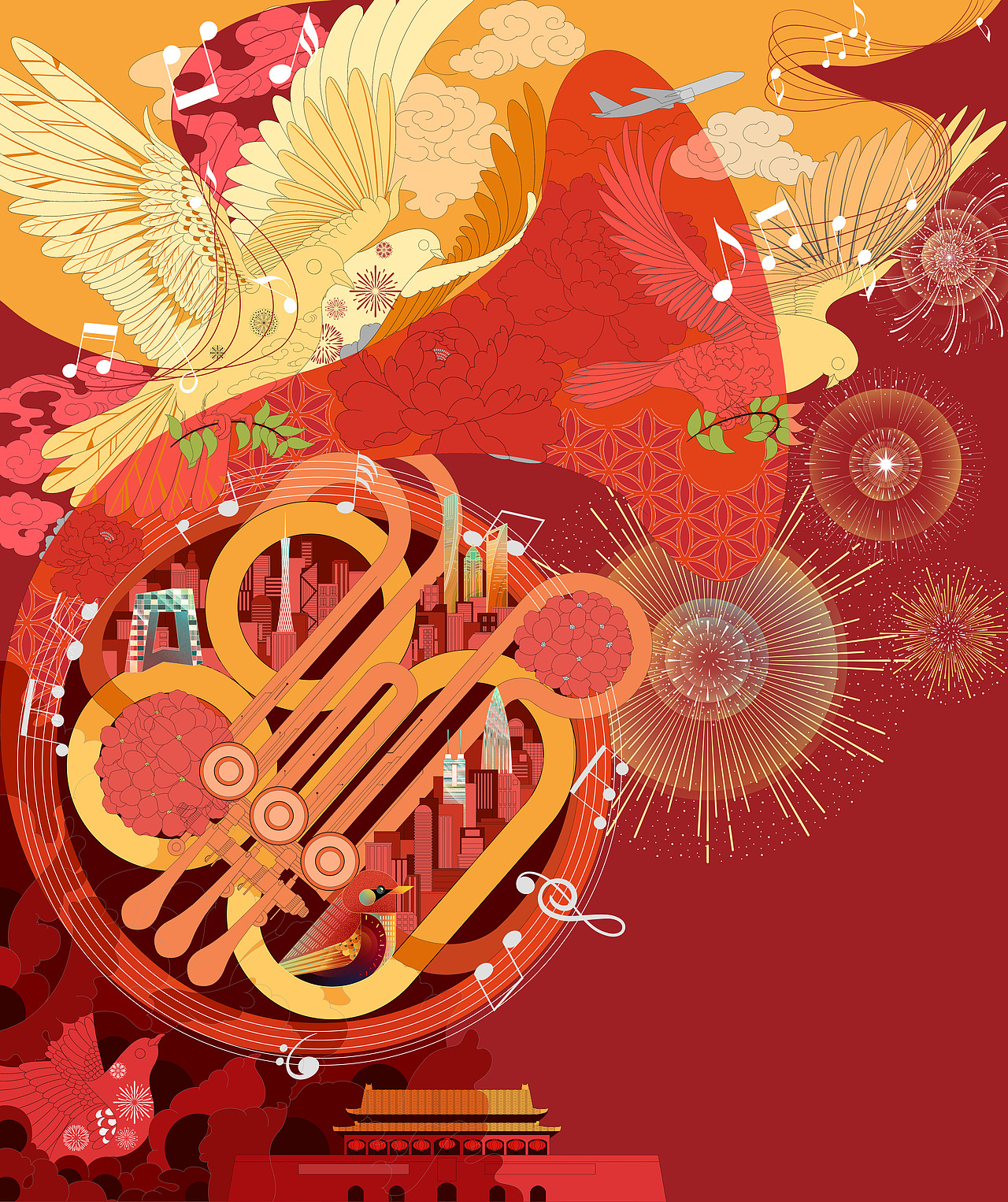 日报头版插画-93胜利80周年纪念日（图ZMzk3Njg4NTU2） - 商业插画 - 站酷设计师司徒罗杰原创素材 - 站酷ZCOOL