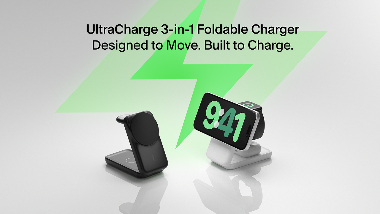 贝尔金Belkin 三合一磁吸充电器产品动画(亚马逊)