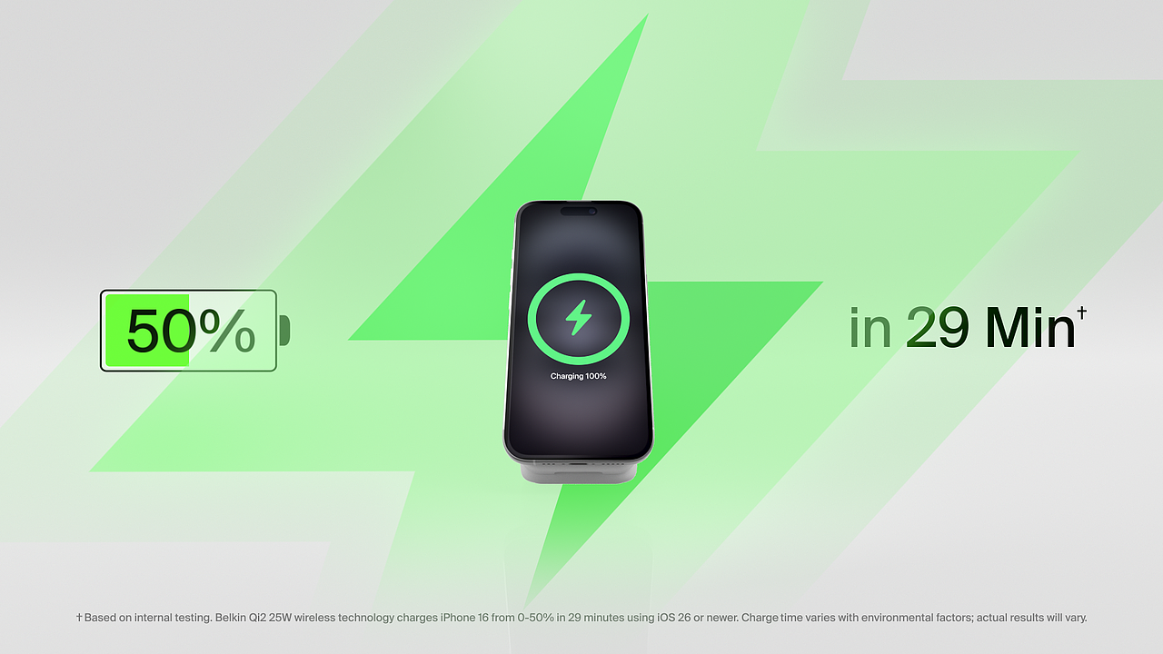 贝尔金Belkin 三合一磁吸充电器产品动画(亚马逊)