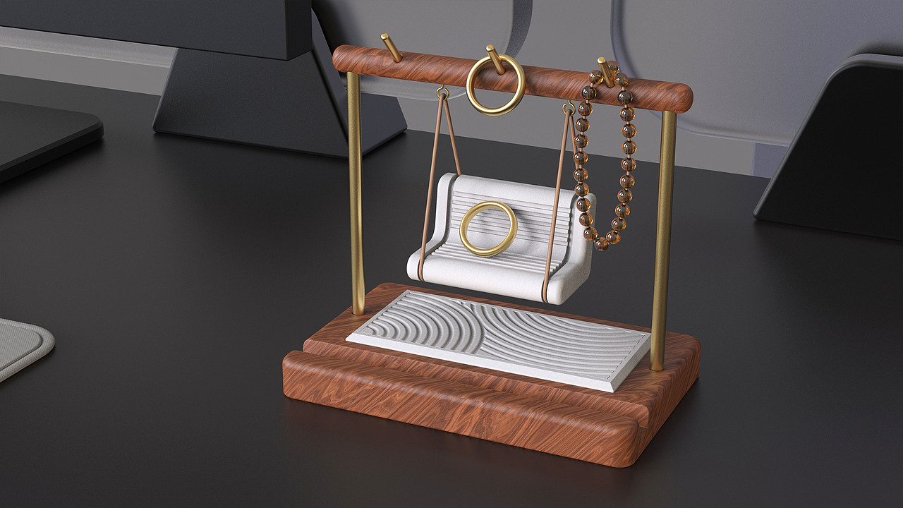 桌面石膏扩香秋千创意摆件手机支架