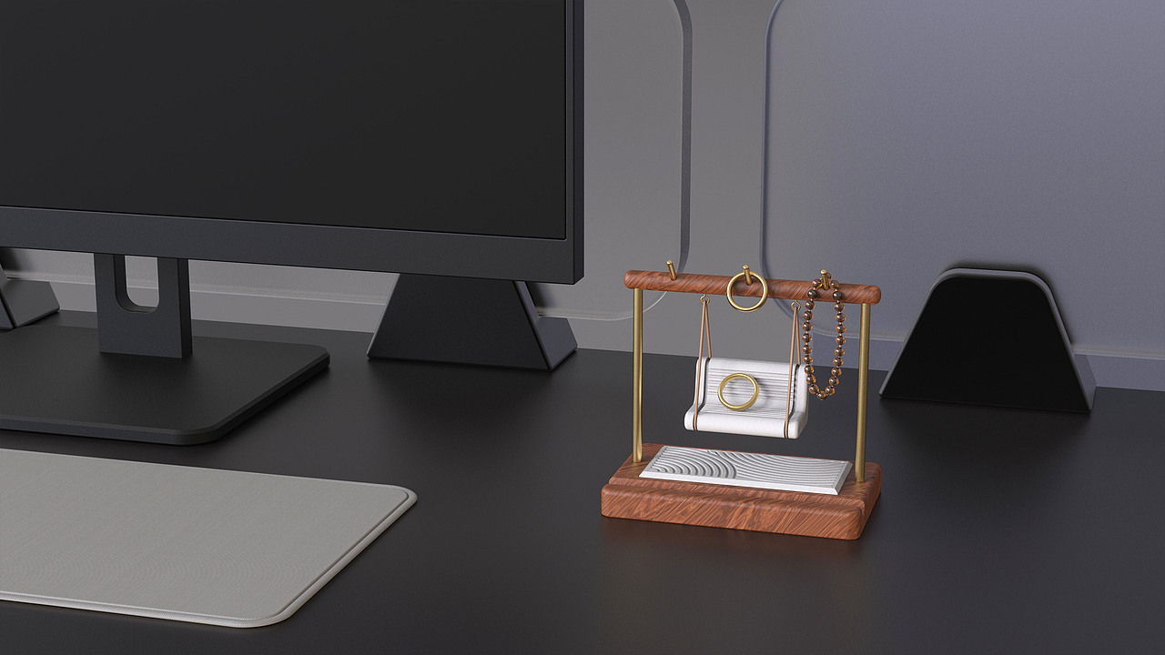 桌面石膏扩香秋千创意摆件手机支架