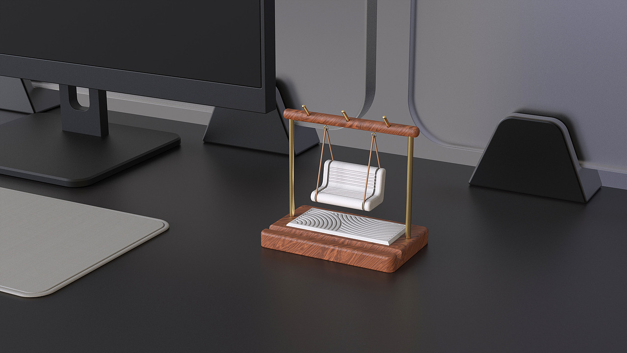 桌面石膏扩香秋千创意摆件手机支架